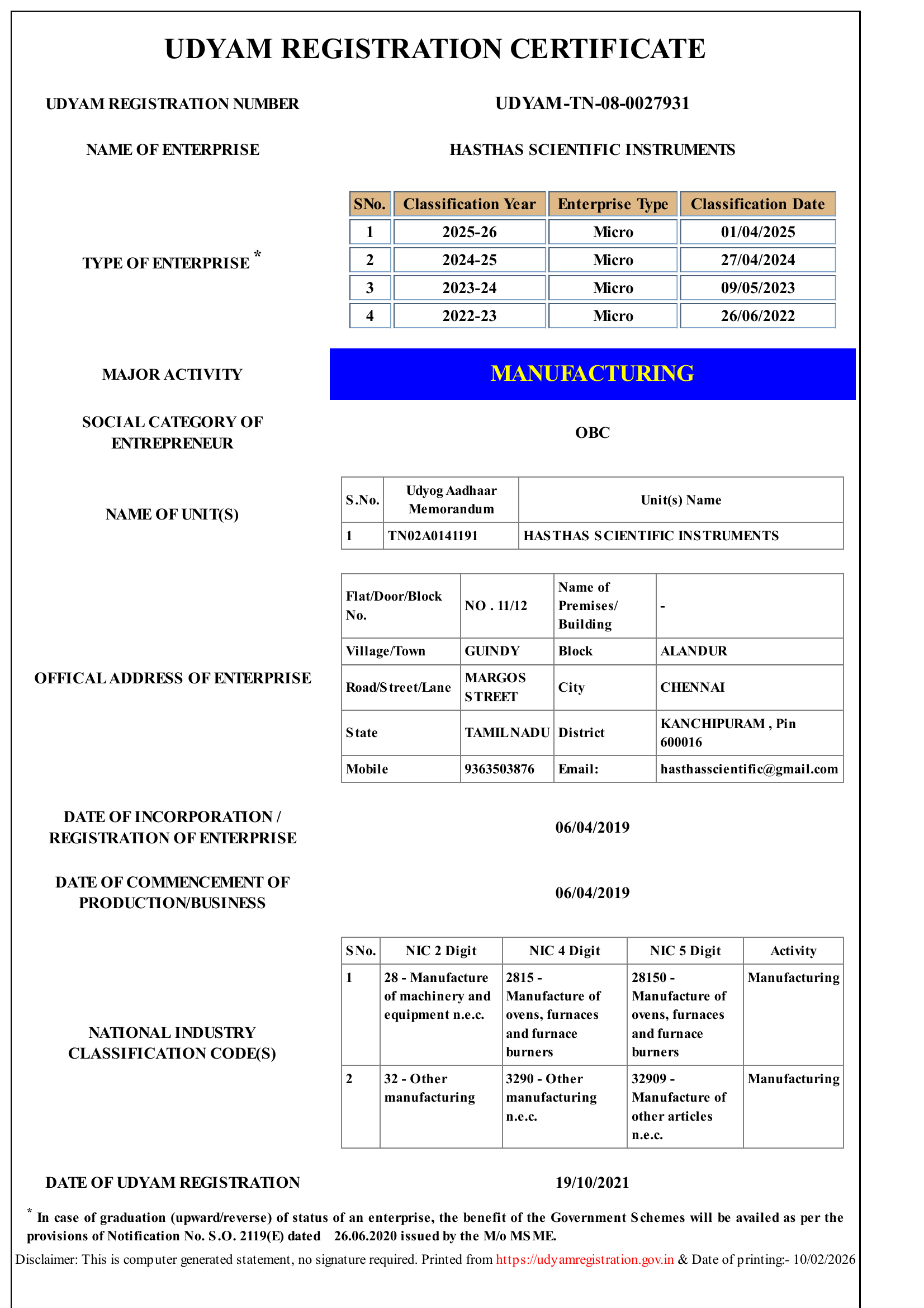 Udyam Registration 2025-2026 - page 1