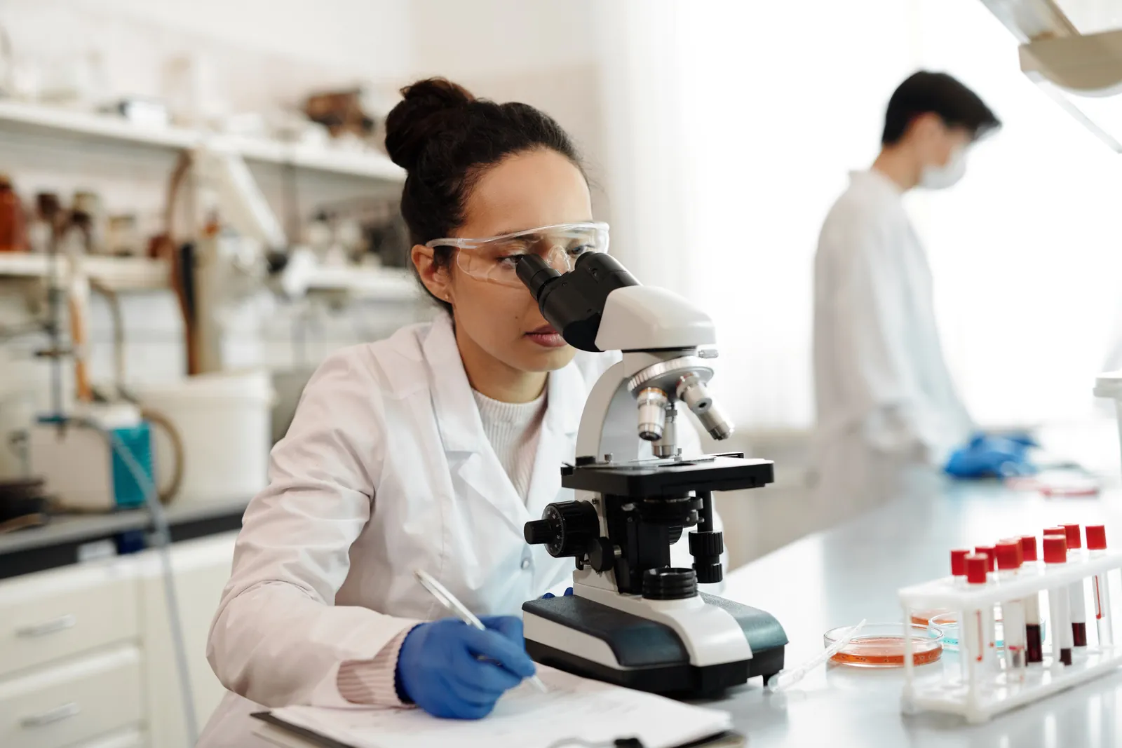 Biotechnology laboratory professional carrying out research